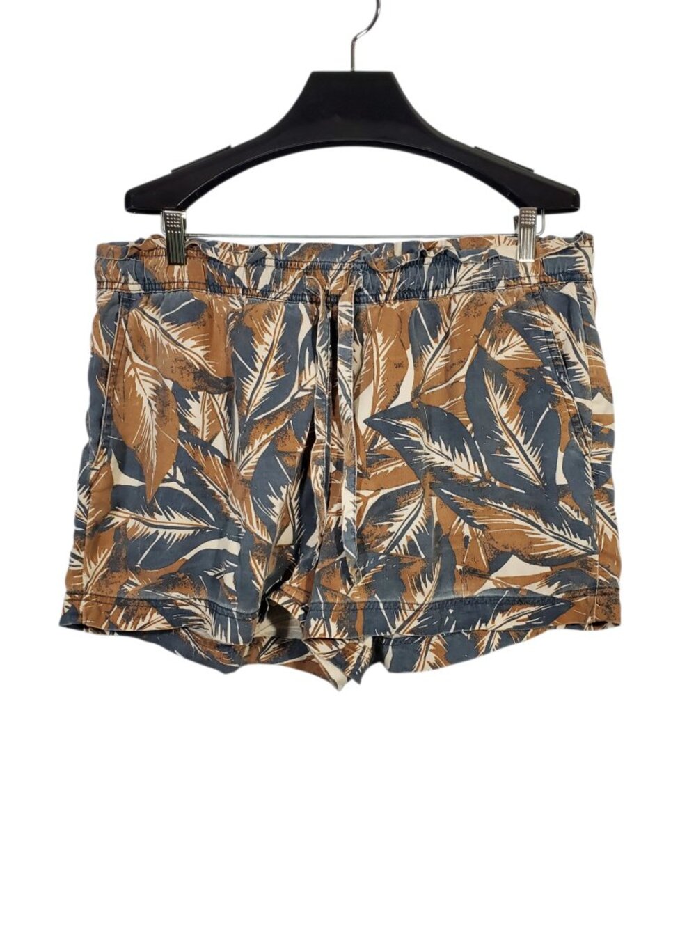 C&C California Paperbag Shorts Women's XL 100% Lyocell Tropical Print High-Rise